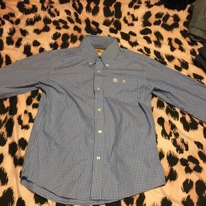 ‘’Blue button down stripped boy shirt
